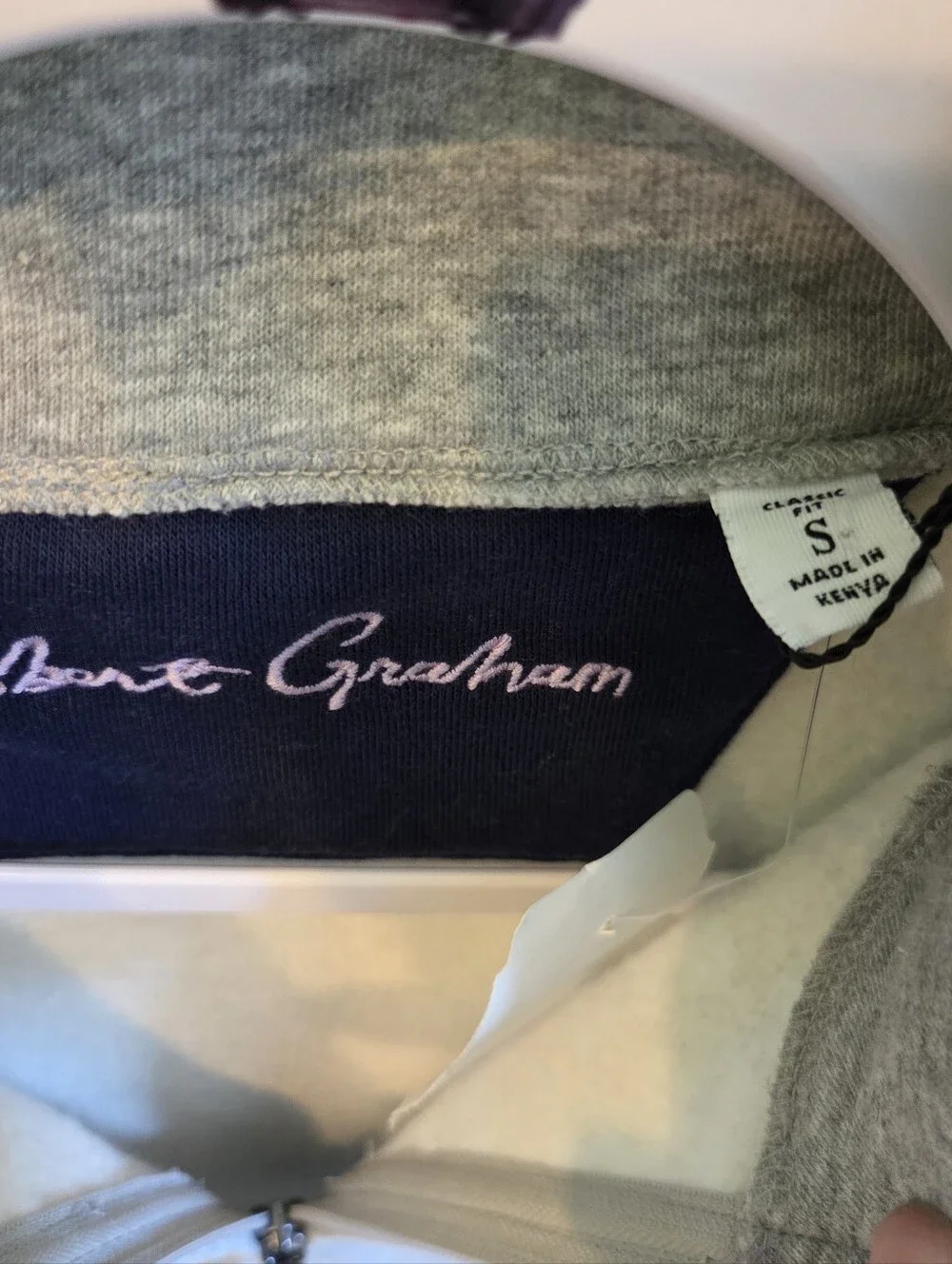 Robert Graham Heather Gray Quarter-Zip Pullover, Size Small Nwt